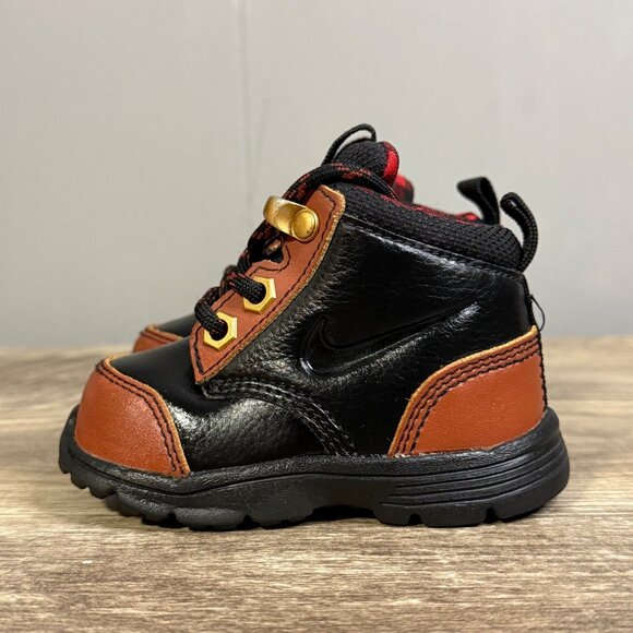 Nike ACG Toddler Boots Black & Brown Leather Lace-Up Waterproof Rubber sz 4C - Picture 4 of 8